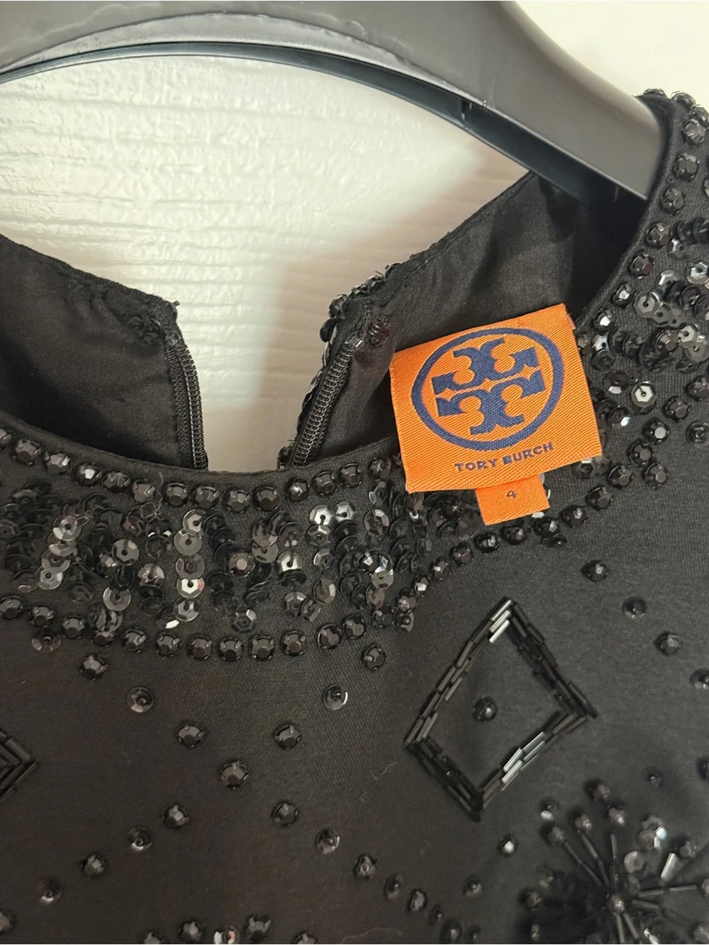 Tory Burch Black Beaded Sleeveless Dress